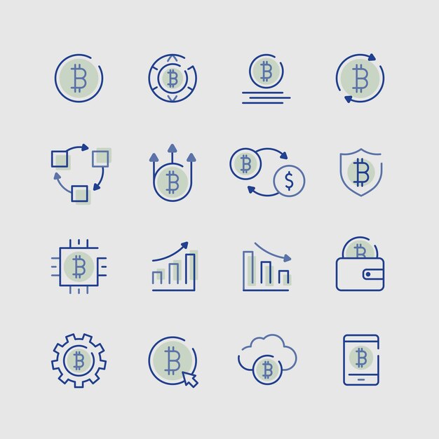 Ensemble d'éléments d'icône de crypto-monnaie