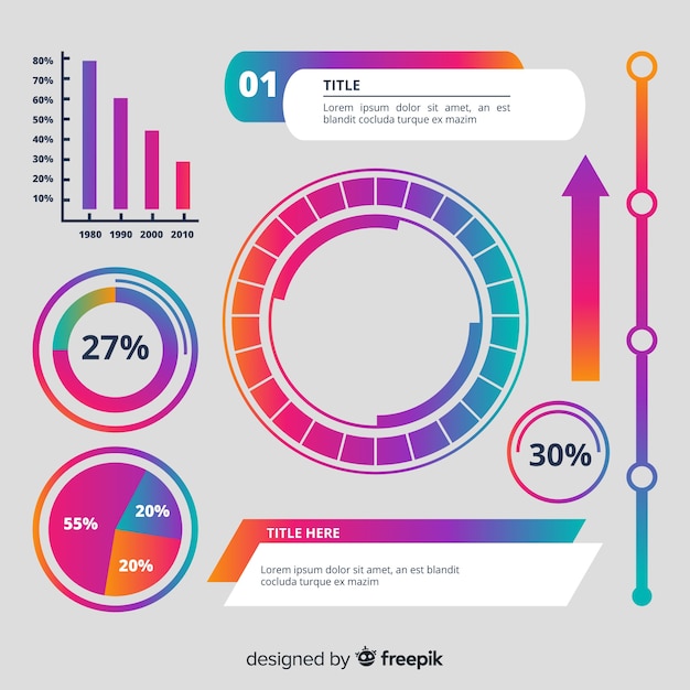 Ensemble D'éléments D'infographie En Dégradé