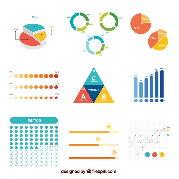 Ensemble d'éléments infographiques colorés en conception plate