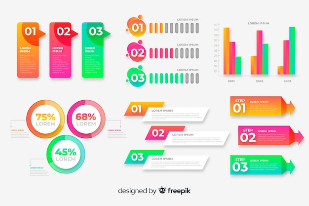 Ensemble D'éléments Infographiques Colorés