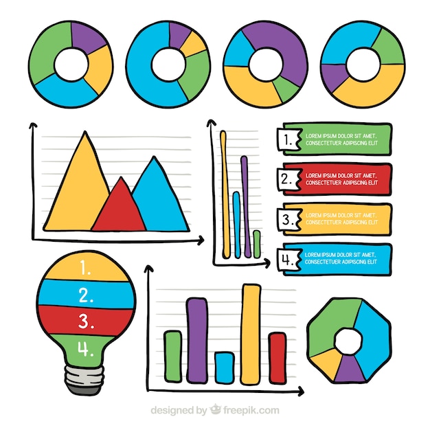 Vecteur gratuit ensemble d'éléments infographiques dans différentes couleurs