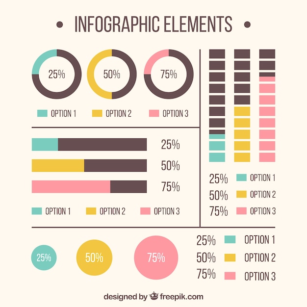 Ensemble D'éléments Infographiques Avec Des Détails En Rose