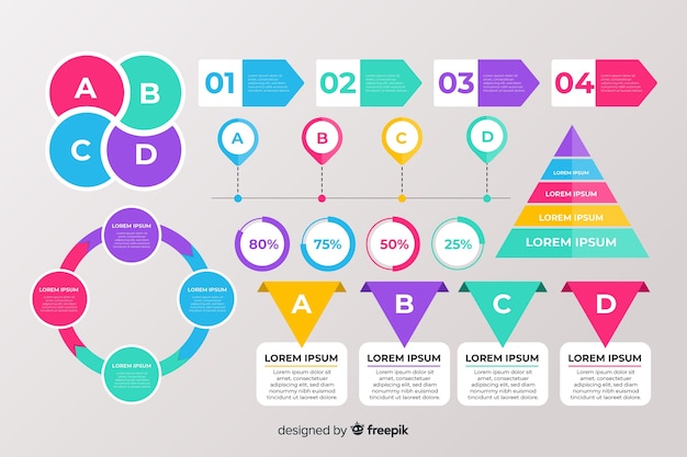 Vecteur gratuit ensemble d'éléments infographiques plats