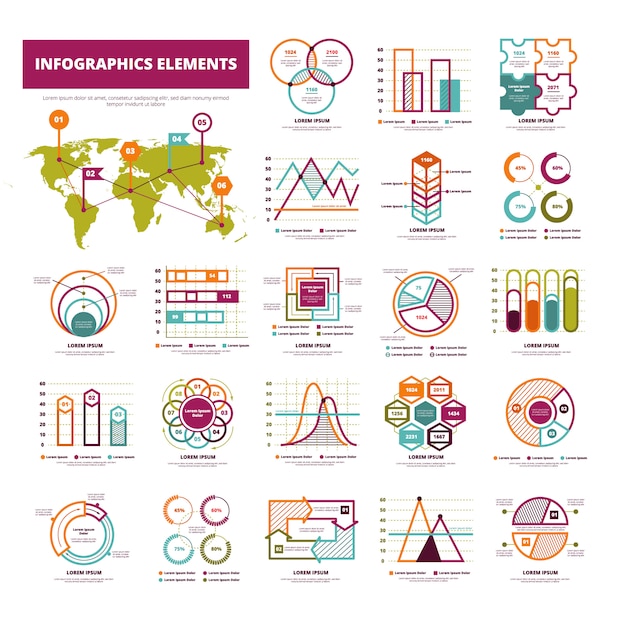 Vecteur gratuit ensemble d'éléments infographiques