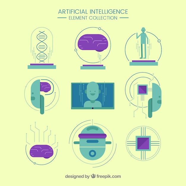 Ensemble D'éléments D'intelligence Artificielle En Design Plat