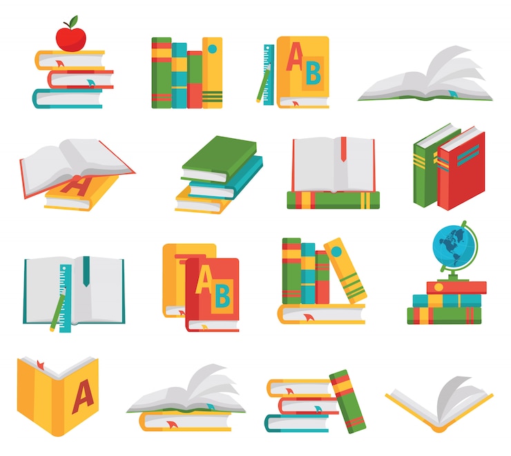 Vecteur gratuit ensemble d'éléments de livres scolaires