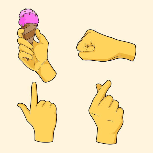 Vecteur gratuit ensemble d'éléments de mains emoji