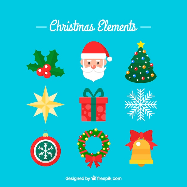 Ensemble d'éléments de Noël au design plat