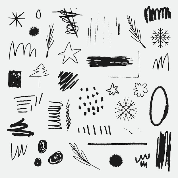 Ensemble d'éléments de Noël doodle