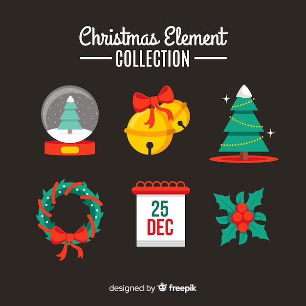 Vecteur gratuit ensemble d'éléments de noël