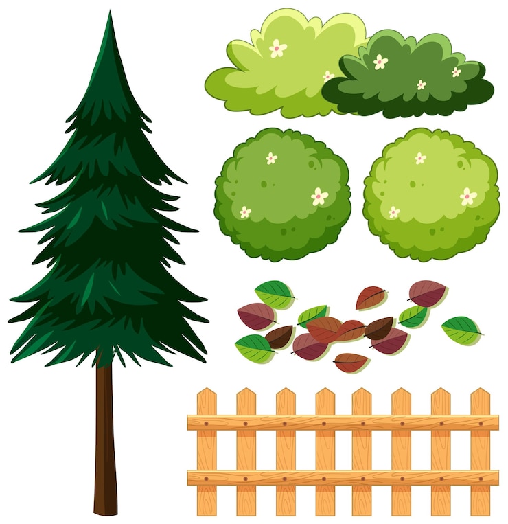 Vecteur gratuit ensemble d'éléments de plantes de jardin