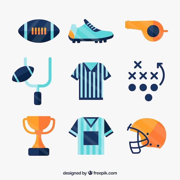 Vecteur gratuit ensemble d éléments plats de football