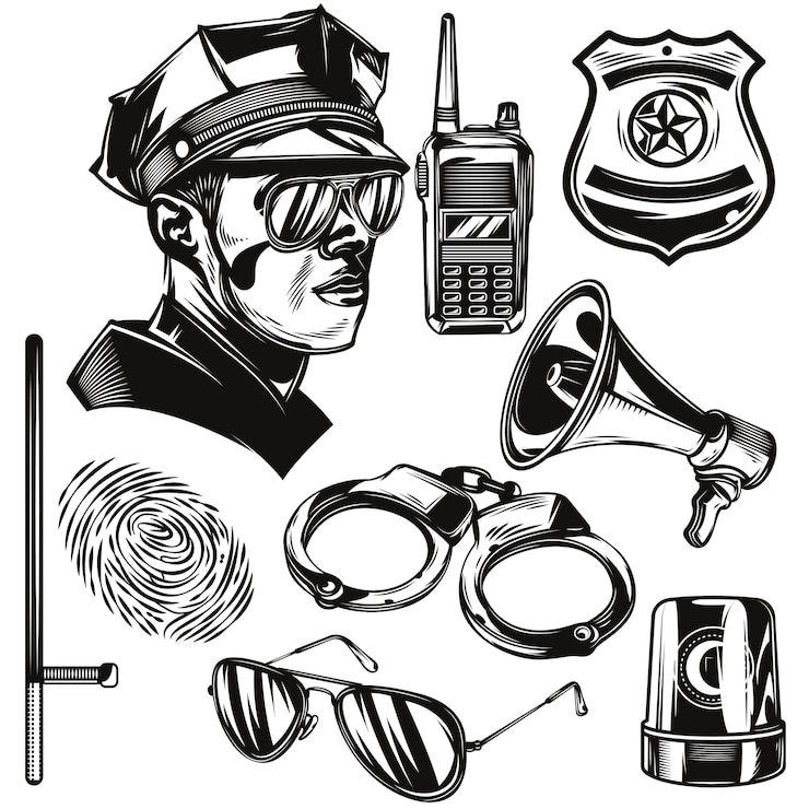 Vecteur gratuit ensemble d'éléments de police