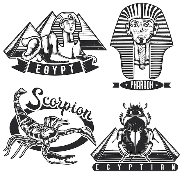 Ensemble d'emblèmes égyptiens vintage