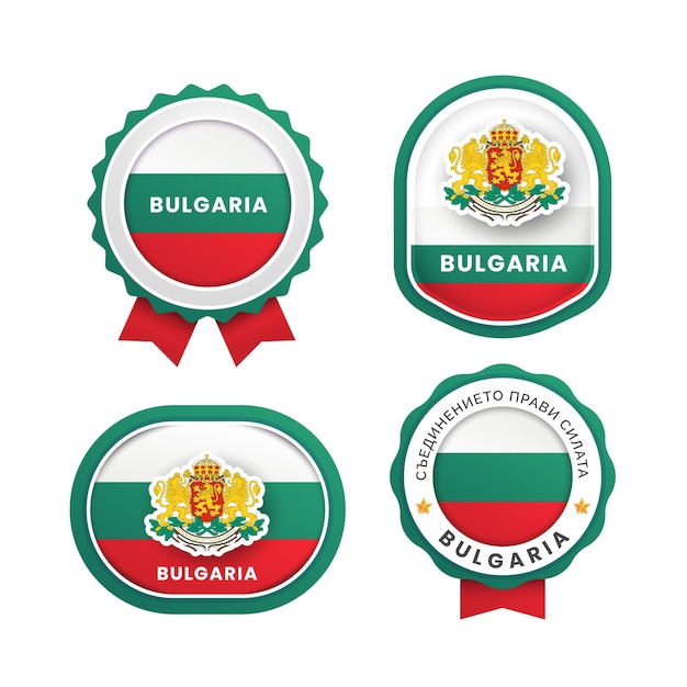 Vecteur gratuit ensemble d'emblèmes nationaux bulgares dégradés