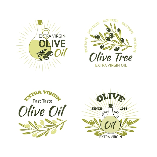 Vecteur gratuit ensemble d'emblèmes d'olive