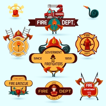 Ensemble d'emblèmes de pompier
