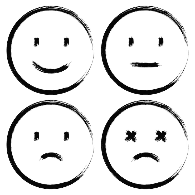 Vecteur gratuit ensemble d'emoji de coup de pinceau rempli