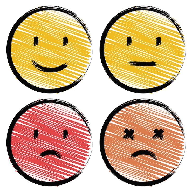 Vecteur gratuit ensemble d'emoji de coup de pinceau rempli