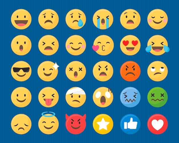 Vecteur gratuit ensemble emoji mixte