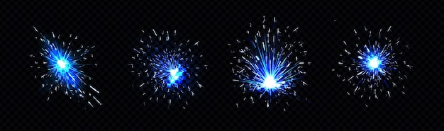 Ensemble D'étincelles Bleues De Feu D'artifice