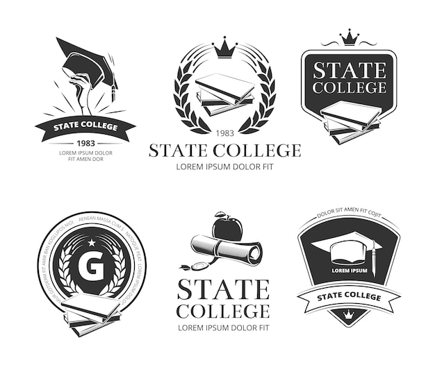 Ensemble D'étiquettes Et De Badges Pour Universités, Académies, Collèges Et écoles