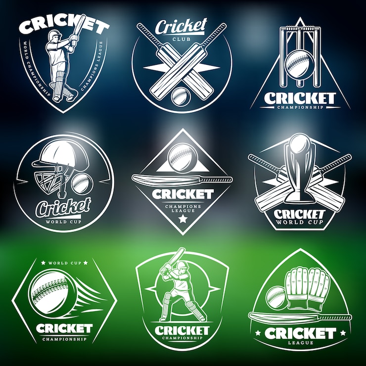 Vecteur gratuit ensemble d'étiquettes de cricket blanc vintage