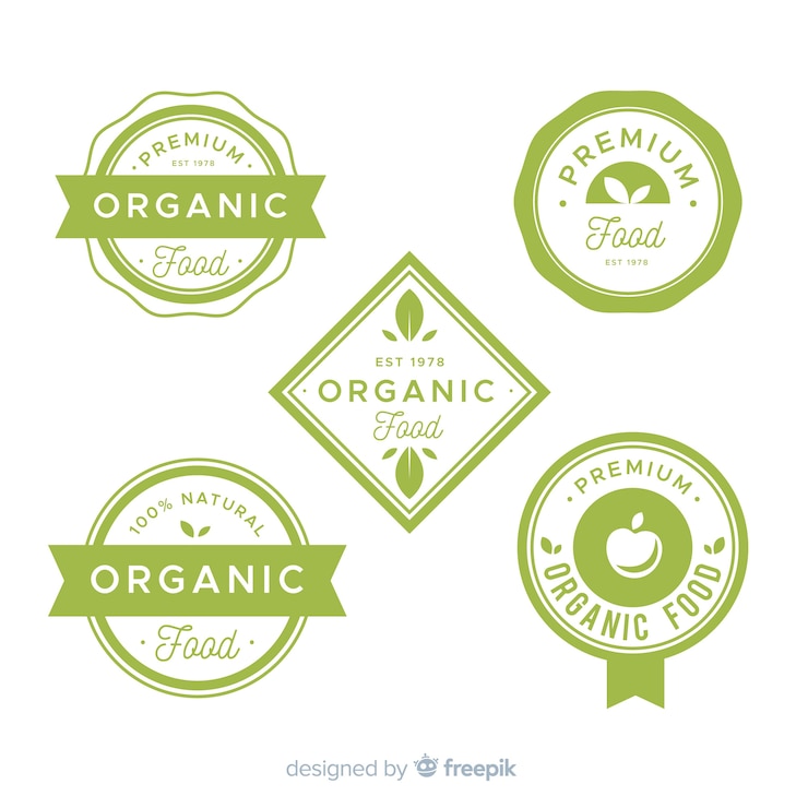 Vecteur gratuit ensemble d&#39;étiquettes de fruits biologiques