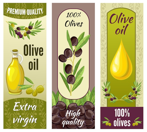 Vecteur gratuit ensemble d'étiquettes d'olive