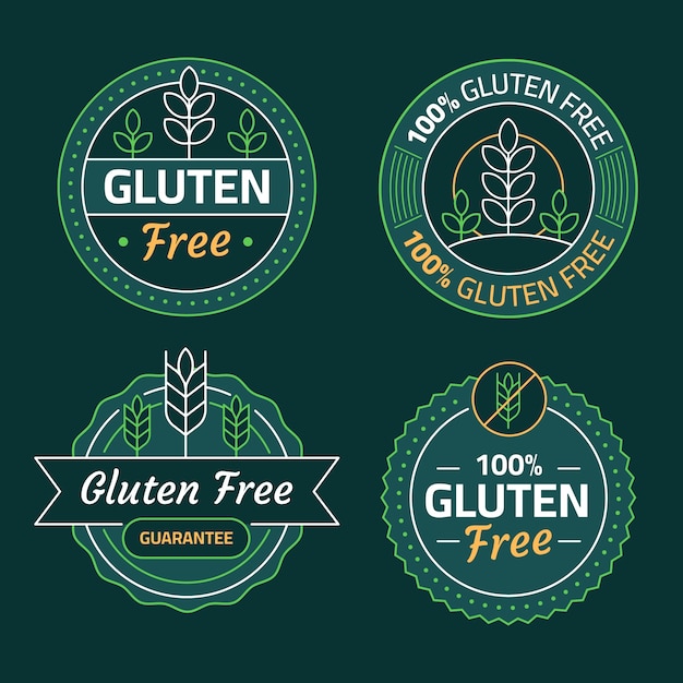 Vecteur gratuit ensemble d'étiquettes sans gluten dessinées à la main