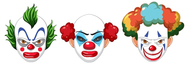 Vecteur gratuit ensemble d'expression faciale de clown