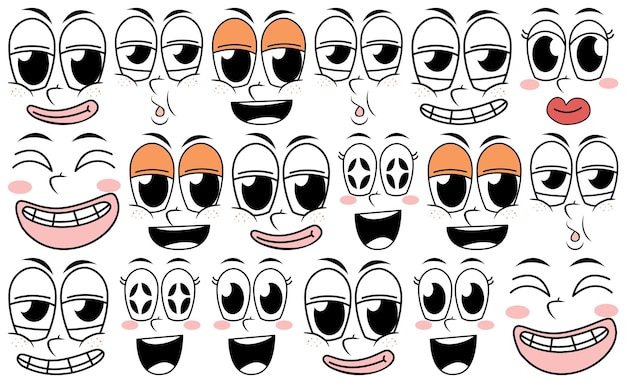 Vecteur gratuit ensemble d'expression faciale sur fond blanc