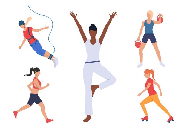 Ensemble de femmes ayant des loisirs actifs