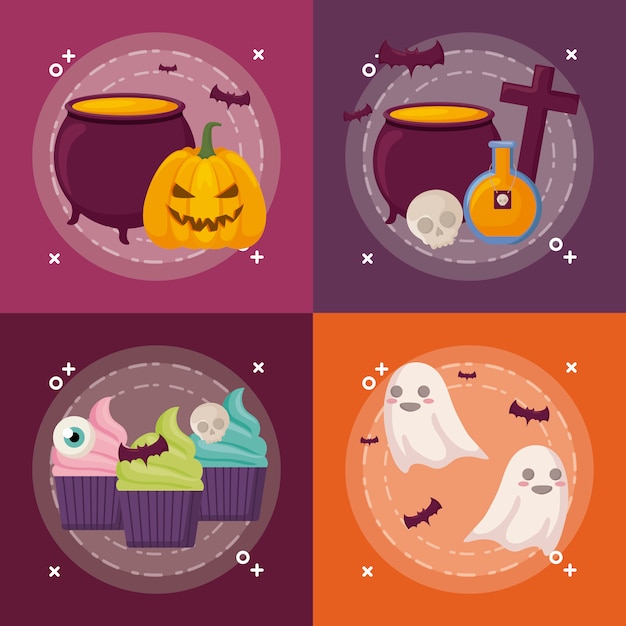 Vecteur gratuit ensemble de fête d'halloween