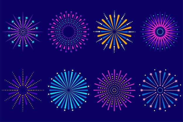 Ensemble De Feux D'artifice Festifs De Célébration Colorée