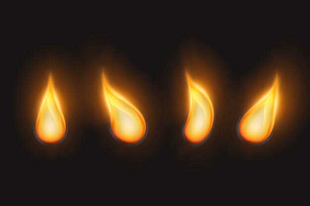 Ensemble de flammes dorées de bougies