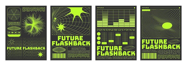 Un Ensemble De Flyers à L'ambiance Rétro-futuriste