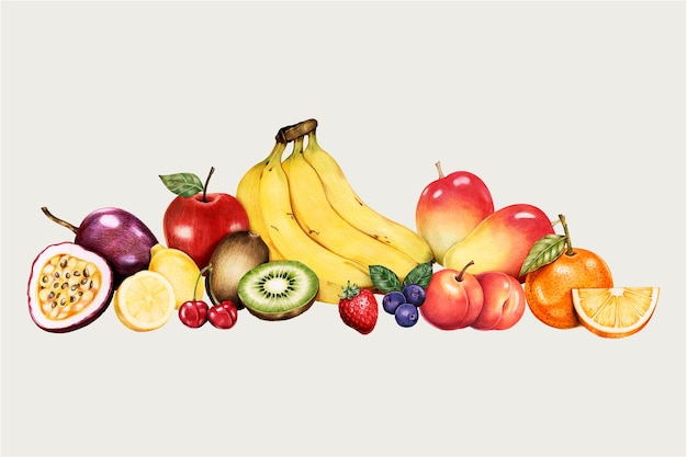 Vecteur gratuit ensemble de fruits bio