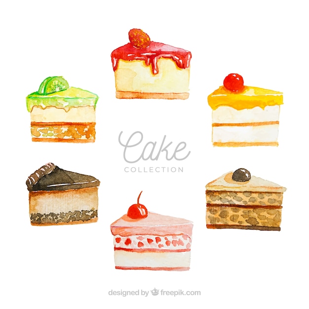 Ensemble De Gâteaux Dans Un Style Aquarelle