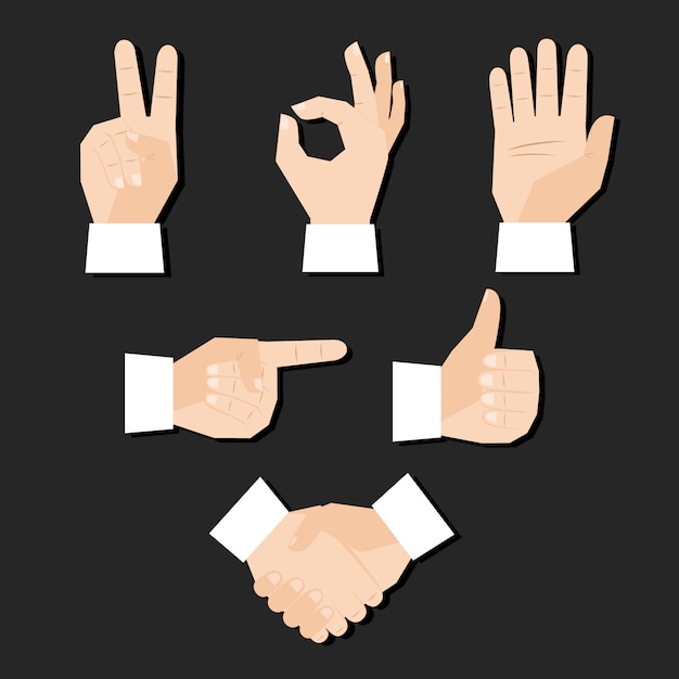 Ensemble de gestes de doigt de mains vector illustration