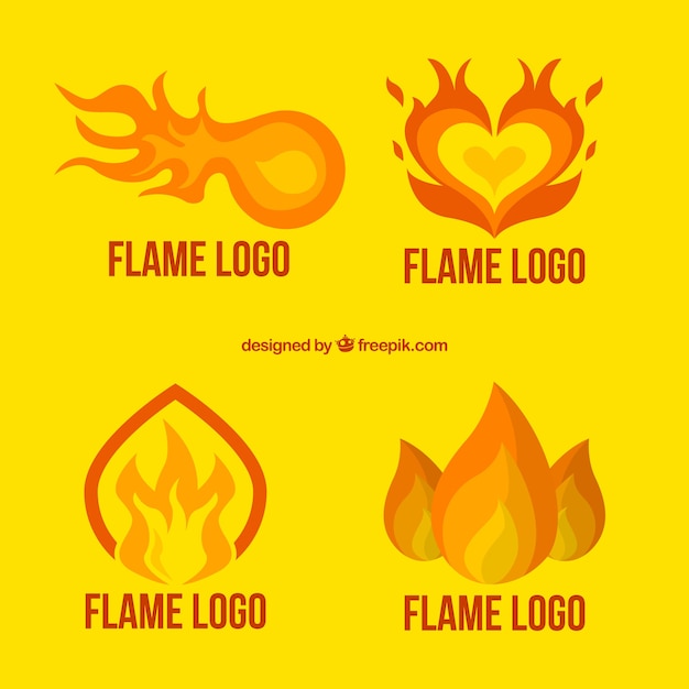 Vecteur gratuit ensemble de grands logos avec des flammes