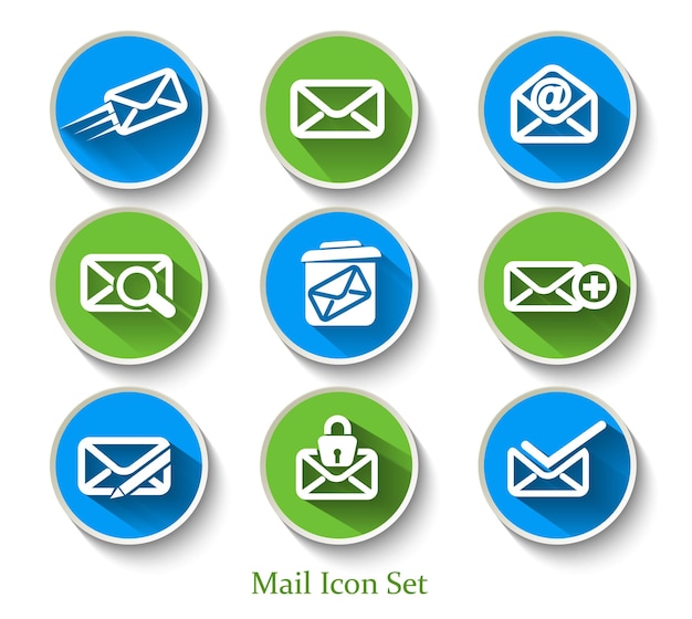 Ensemble de graphiques d'icônes de courrier électronique pour les collections d'icônes web.
