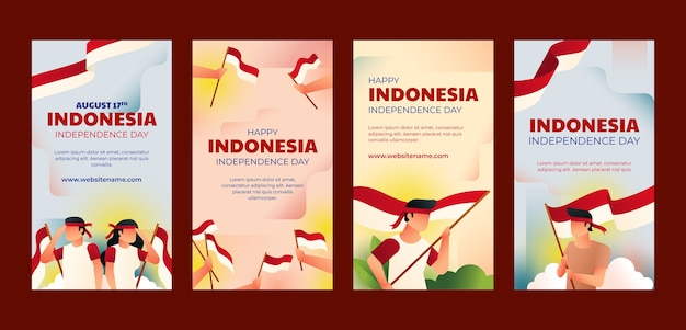 Ensemble D'histoires Ig Du Jour De L'indépendance De L'indonésie Dégradé