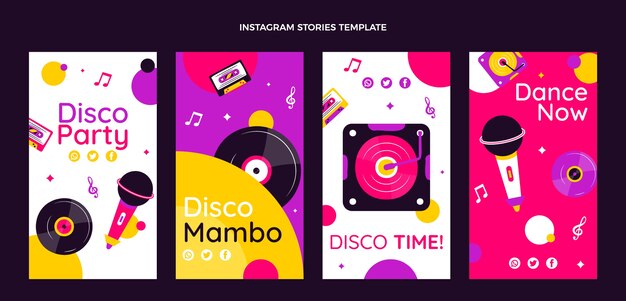 Ensemble d'histoires instagram de soirée disco