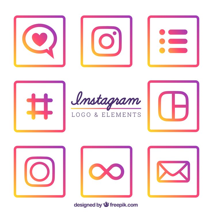 Vecteur gratuit ensemble d&#39;icônes colorées instagram