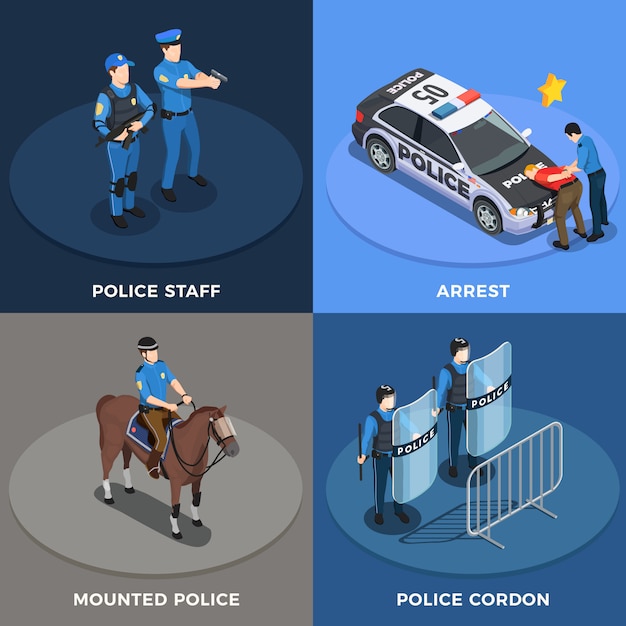 Ensemble D'icônes De Concept De Police