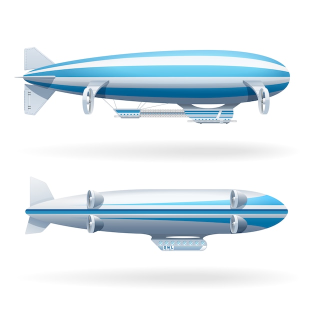 Ensemble d'icônes avec différents types d'illustrations de Zeppelin