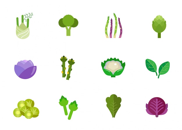 Vecteur gratuit ensemble d'icônes de légumes