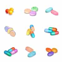 Vecteur gratuit ensemble d'icônes de pilules réalistes