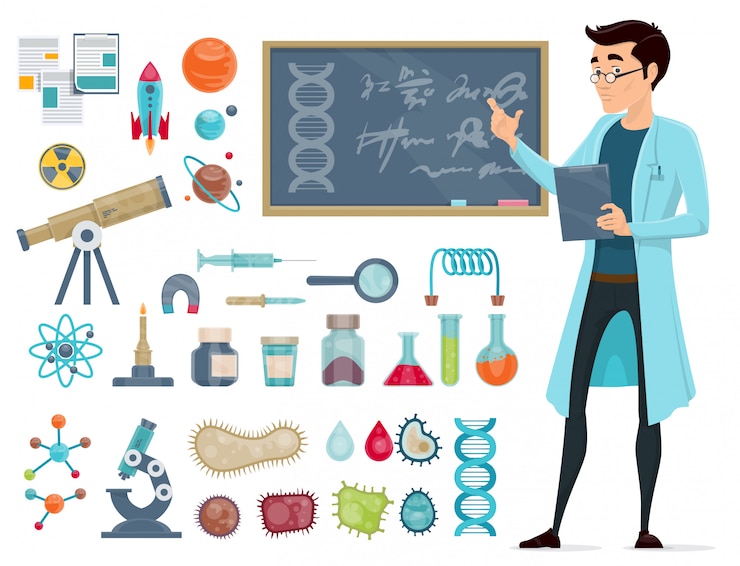 Vecteur gratuit ensemble d'icônes scientifiques